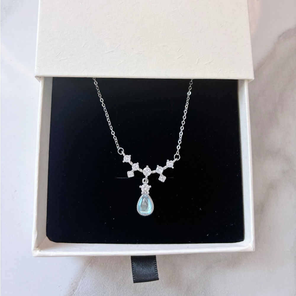 Aqua Drop Pendant Necklace